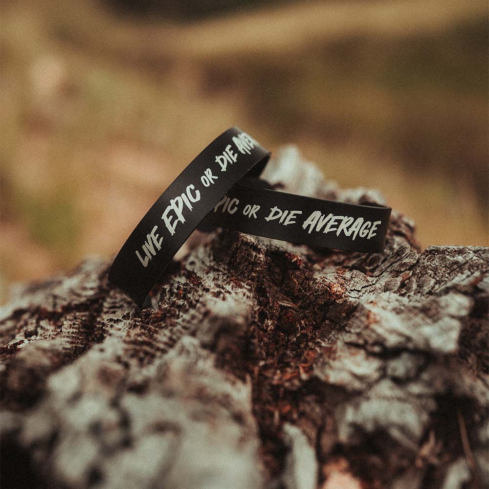 The Epic Standard cuff bracelet with engraved Box of Monsters mantra