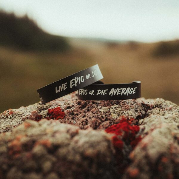 The Epic Standard cuff bracelet with engraved Box of Monsters mantra