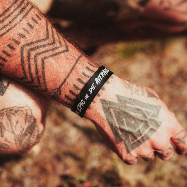 The Epic Standard cuff bracelet with engraved Box of Monsters mantra