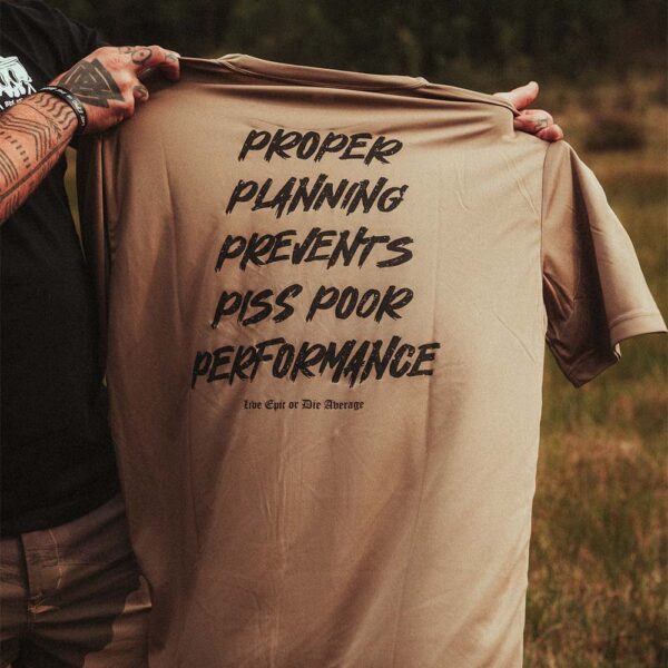 Back view of The P6 Field Tee in coyote brown by Box of Monsters